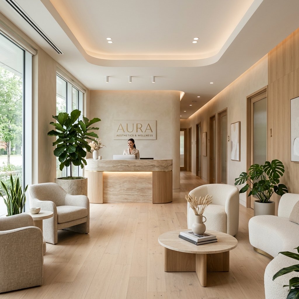 Luxurious aesthetic clinic interior reception lobby